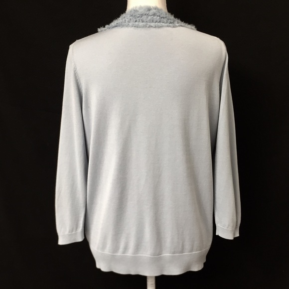 TALBOTS blue silk blend ruffles sweater. Sz L. EUC - Picture 6 of 6